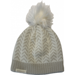 MVK W W Faux Fur Pom Knit Hat 2 CRM OSFM
