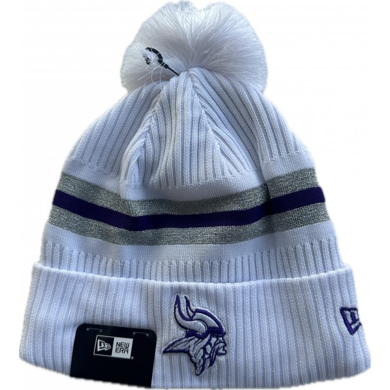 MVK M Stripe Cuff Pom Knit WHT OSFA