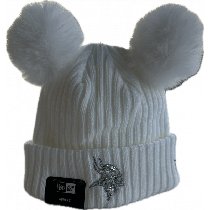 MVK W Sequin Cuff Double Pom Kn WHT OSFA