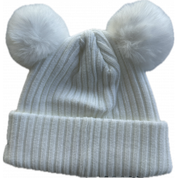 MVK W Sequin Cuff Double Pom Kn WHT OSFA